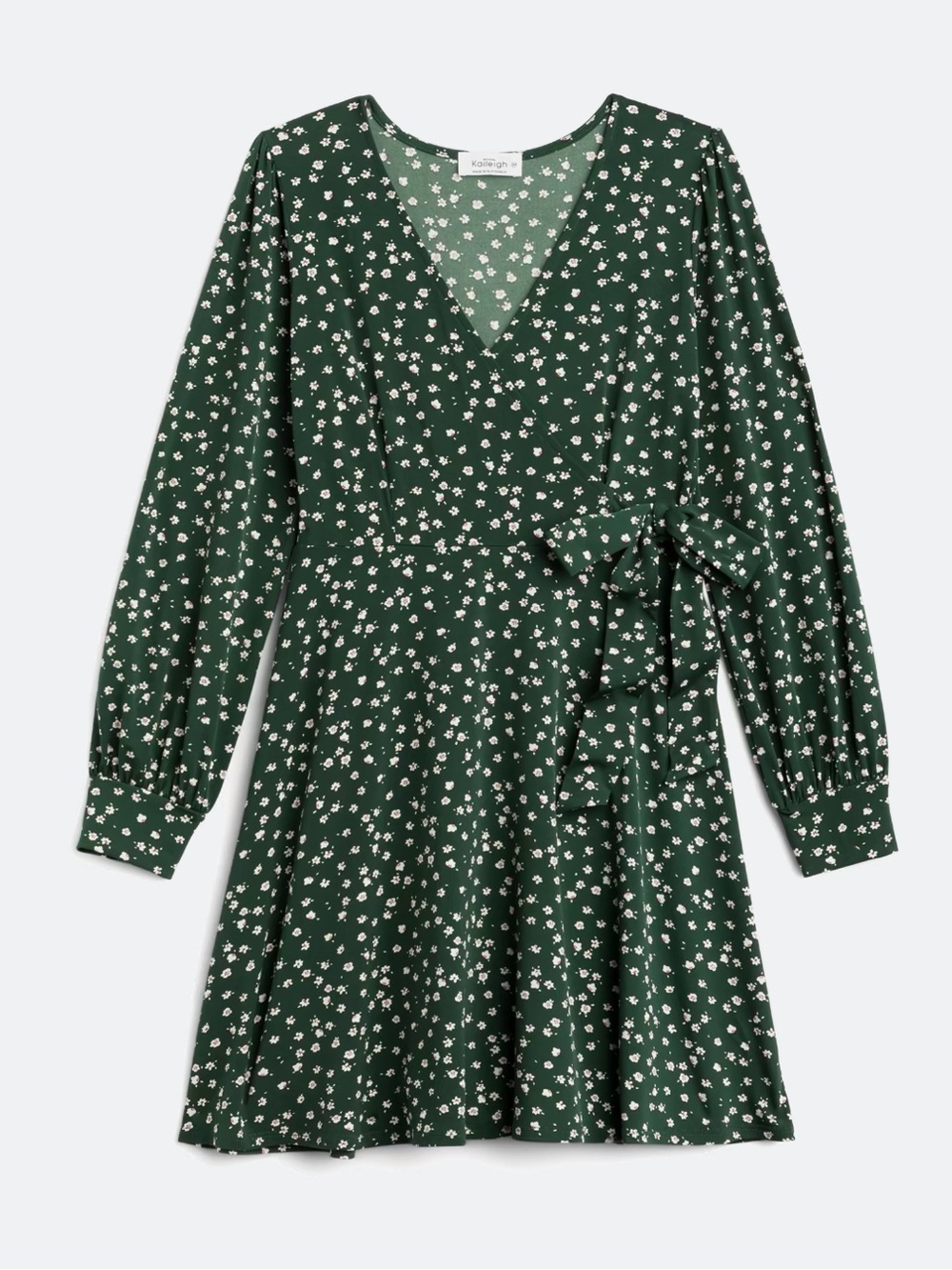 Kaileigh Medium Petite Green Floral Faux Wrap Fit & Flare Dress – MP